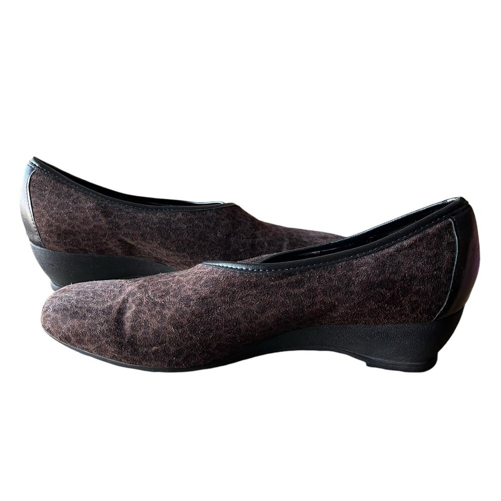 Munro Dana Leopard Slip on Shoes Comfort Loafers Flats Size 9 Black Brown Suede - Picture 3 of 8